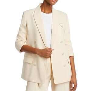 Bardot Cream Double-Breasted Blazer